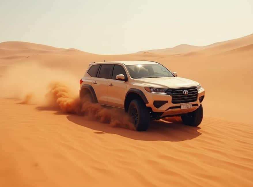 Doha: Desert Safari, Camel Ride, Dune Bashing & Inland Sea - Sandboarding down the steep dunes