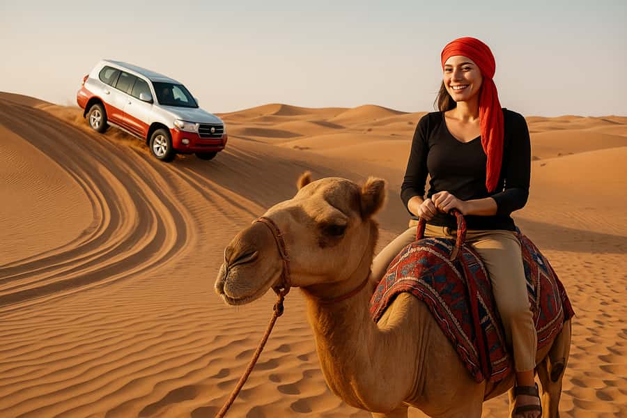 Doha: Desert Safari, Quad Biking, Sand Boarding & Camel Ride - The Bedouin camp, camels, and falcons