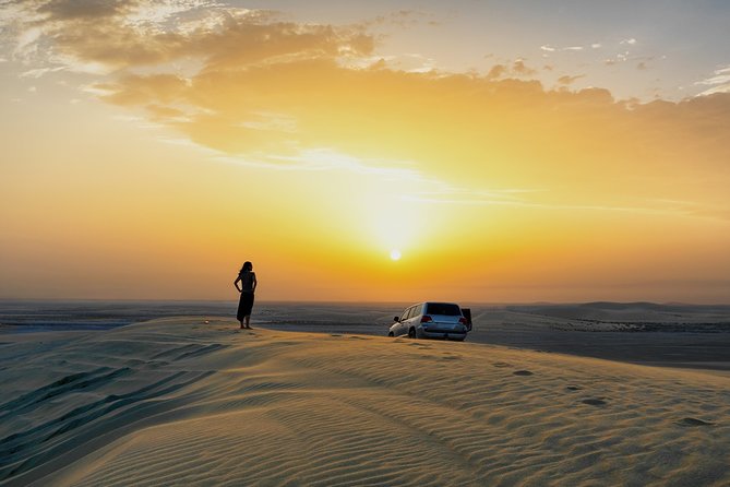 Doha: Sunset Desert Safari, Camels, Sandboarding & Inland Sea - Khor Al Adaid and the sunset stop