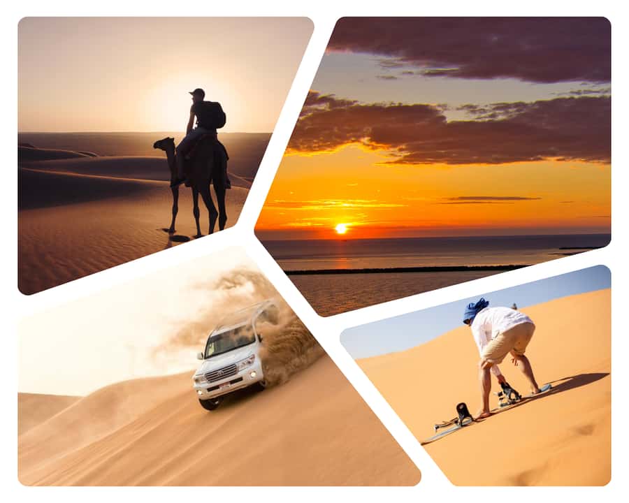Doha: Sunset Safari, Dune Bashing, Sandboarding & Camel Ride - Two hours of dunes, sandboarding, and views