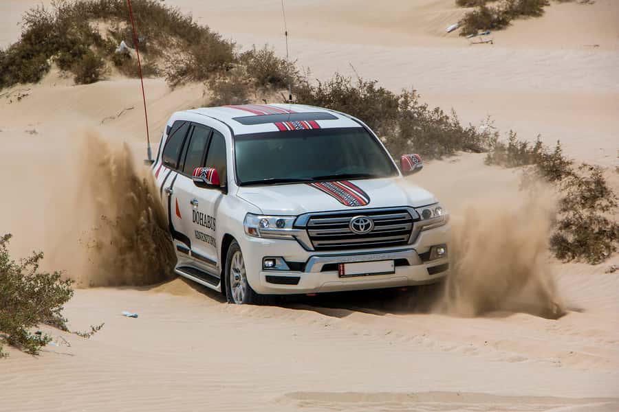 From Doha: 8-hour Safari Tour with Desert Beach Experience - One and a half hours of dune driving
