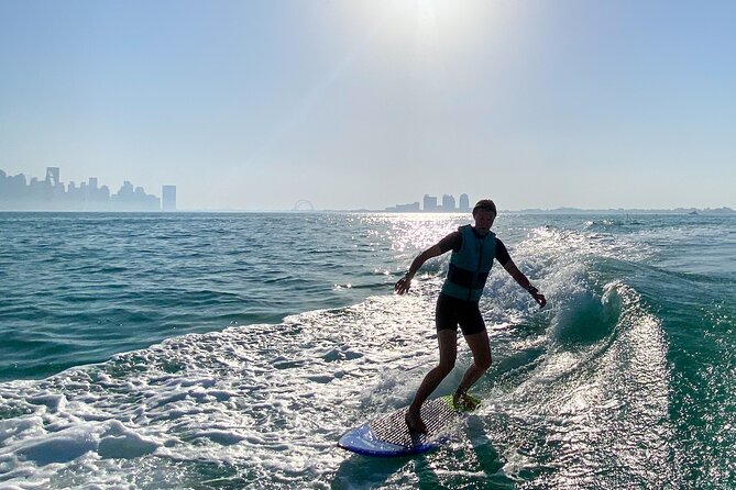 Private Wakesurfing or Wakeboarding along Doha's skyline - Riding beside Doha instead of sitting on the shore