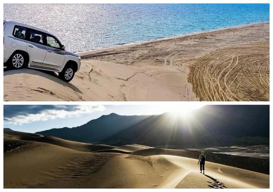 Relax Inland Sea Tour, Desert Safari, Camel Ride, SandBoard - Sandboarding on the high dunes