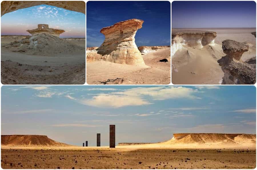 West Qatar tour to Richard Sierra sculpture,Umbrella Rock - Shahaniyah Camel Race Track: a quick look at a national tradition